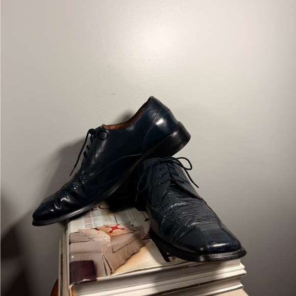 Stacy Adam’s Size 12 Navy Blue Snakeskin Men’s Shoes - Picture 3 of 16